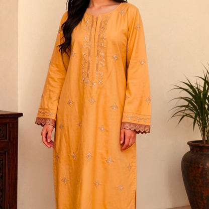 albaas | Amateur Hand-Made (Thread Work Tarkashi) - Lawn - Stitched 2 Pc (Shirt Trousers)  | AMATEURS-ST-DEEP PEACH2