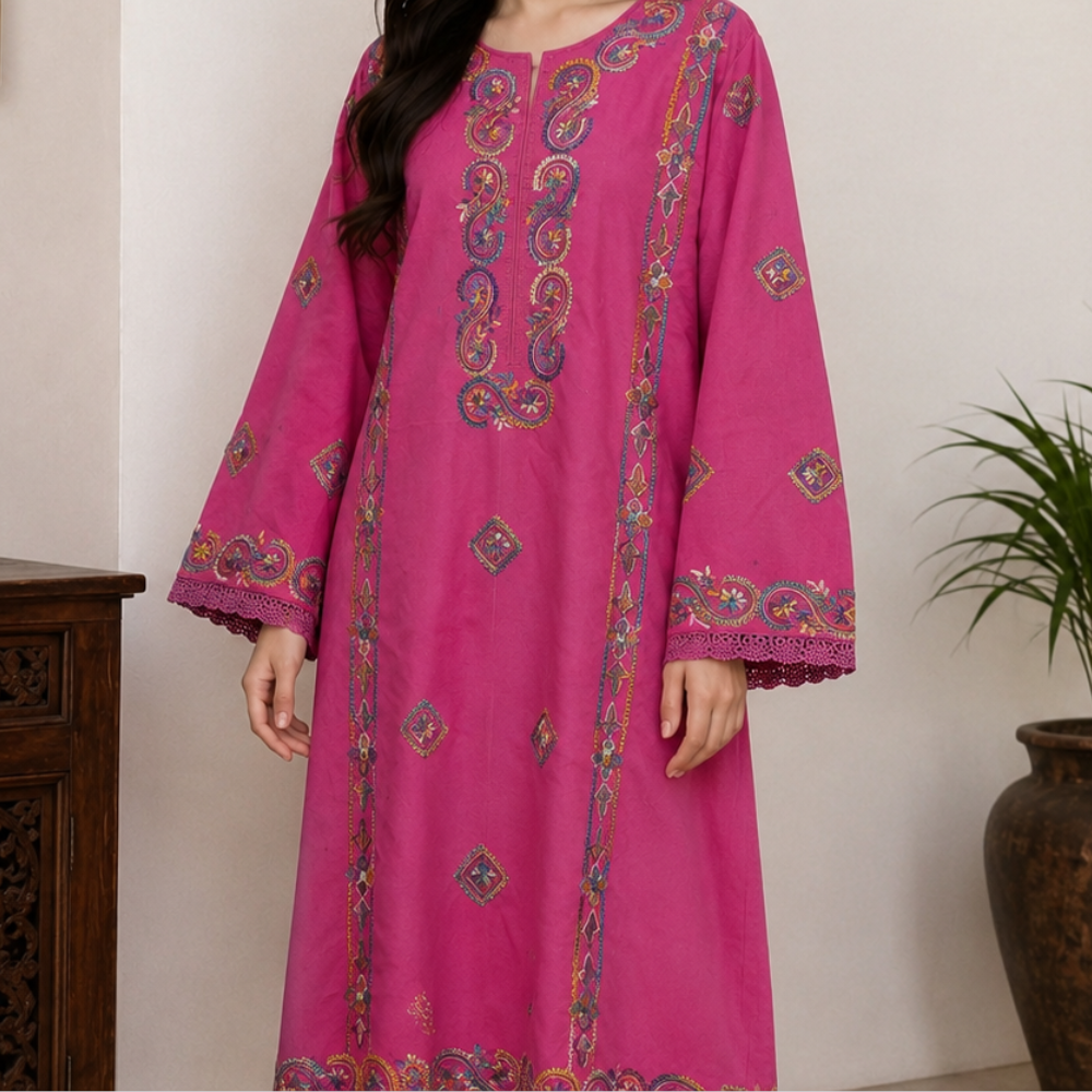 albaas | Amateur Hand-Made (Thread Work Tarkashi) - Lawn - Stitched 2 Pc (Shirt Trousers)  | AMATEURS-ST-REDDISH PINK