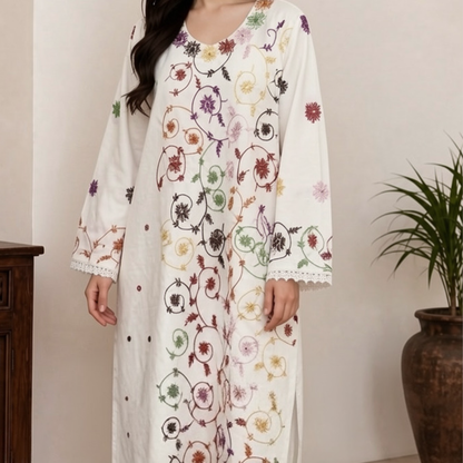 albaas | Amateur Hand-Made (Thread Work Tarkashi) - Lawn - Stitched 2 Pc (Shirt Trousers)  | AMATEURS-ST-WHITE1