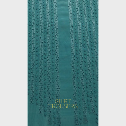 albaas | Tarkashi   Applique on Raw Silk Shirt's Front and Sleeves with Matching Plain Trousers - Unstitched 2PC Suit   | ARSTAST-36553-ELECTRIC BLUE