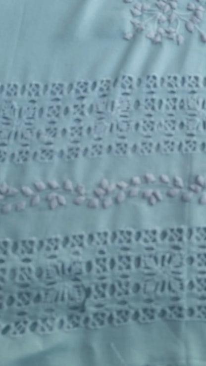 albaas | Tarkashi Applique on Lawn Karandi Shirt's Front and Sleeves Unstitched 1PC   | ATALKS-36548-SKY BLUE