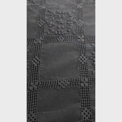 albaas | Tarkashi Applique on Cotton Lawn Shirt's Front and Sleeves with Matching Plain Trousers - Unstitched 2PC Suit   | ATACLST-36538-EERIE BLACK