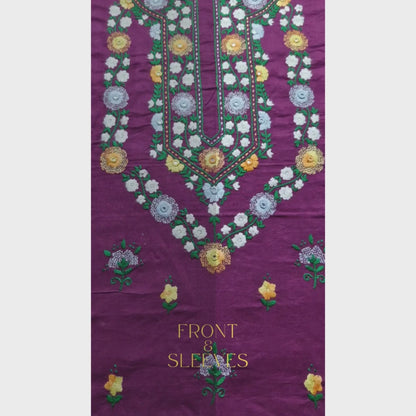 albaas | Filling Stitch on Cotton Lawn Shirt's Front Back and Sleeves Unstitched 1PC   | ALFSIS-PURPLE