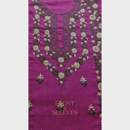 albaas | Filling Stitch on Cotton Lawn Shirt's Front Back and Sleeves Unstitched 1PC   | ALFSIS-MAGENTA