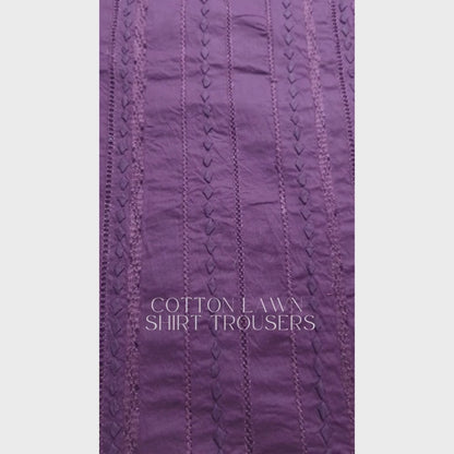 albaas | Tarkashi Applique on Cotton Lawn Shirt's Front and Sleeves with Matching Plain Trousers - Unstitched 2PC Suit   | ALTAST-36534-MAJESTY